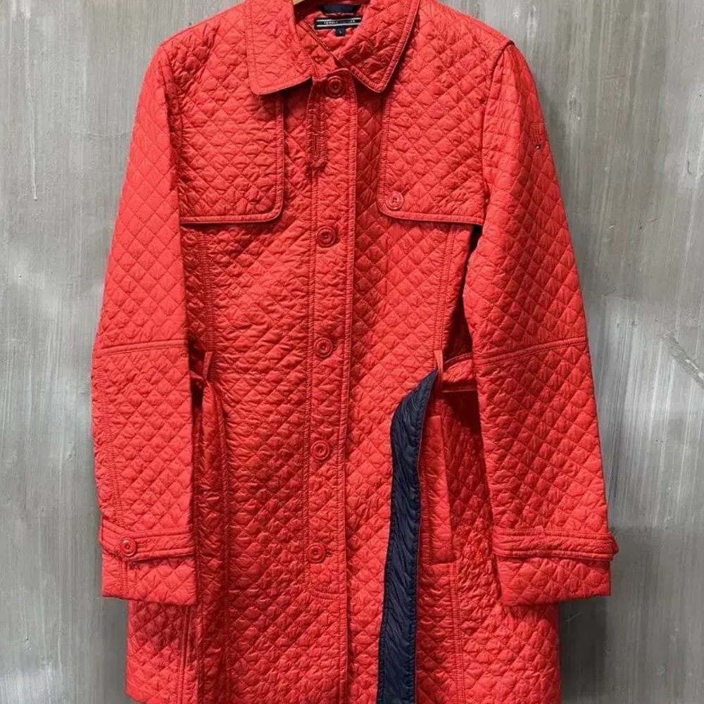 Tommy Hilfiger Red Quilted Puffer Coat